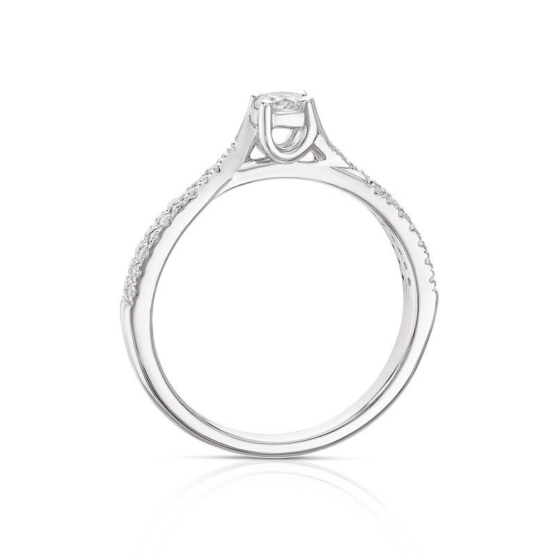 The Forever Diamond 9ct White Gold 0.33ct Diamond Solitaire Twist Shoulder Ring
