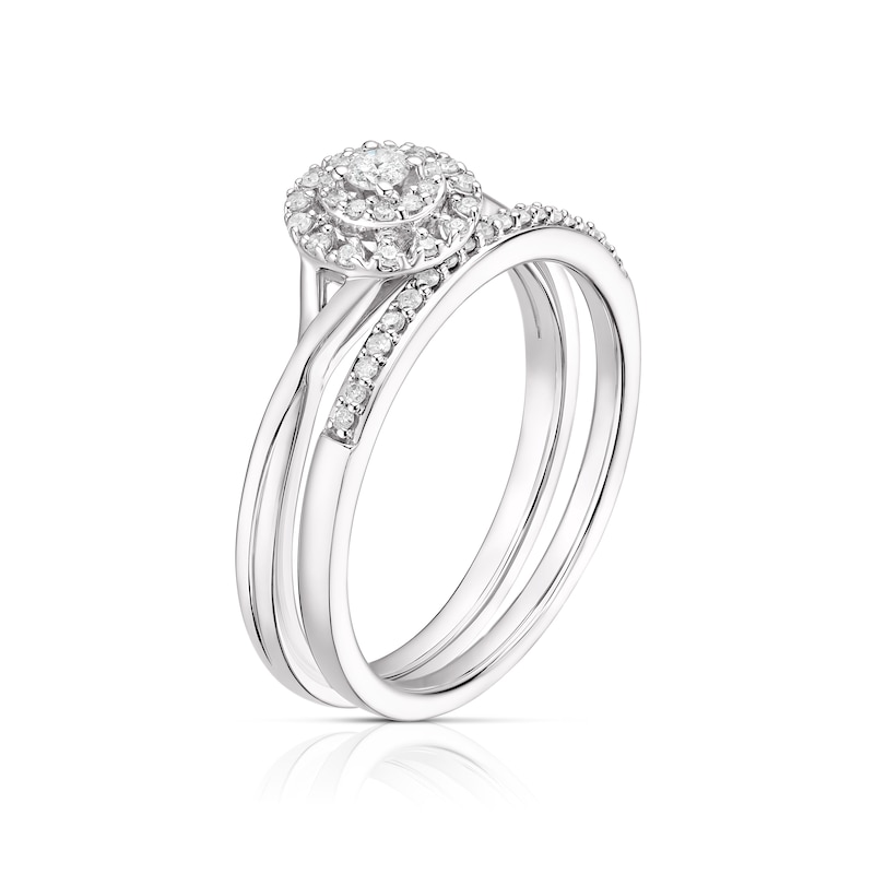 Main Image 2 of Perfect Fit 9ct White Gold 0.20ct Diamond Round Halo Bridal Set
