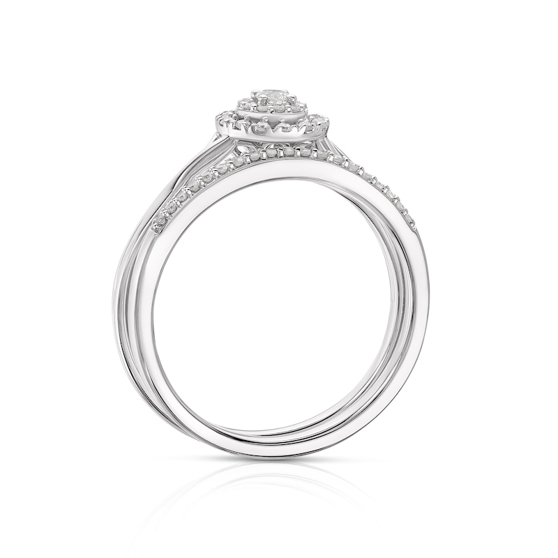 Main Image 3 of Perfect Fit 9ct White Gold 0.20ct Diamond Round Halo Bridal Set