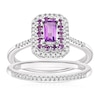 Thumbnail Image 0 of Perfect Fit 9ct White Gold Amethyst Double Halo 0.15ct Diamond Bridal Set