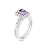 Thumbnail Image 1 of Perfect Fit 9ct White Gold Amethyst Double Halo 0.15ct Diamond Bridal Set