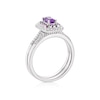 Thumbnail Image 2 of Perfect Fit 9ct White Gold Amethyst Double Halo 0.15ct Diamond Bridal Set
