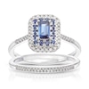 Thumbnail Image 0 of Perfect Fit 9ct White Gold Sapphire Double Halo 0.15ct Diamond Bridal Set