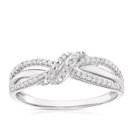 9ct White Gold 0.15ct Diamond Knot Eternity Ring