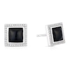 Thumbnail Image 0 of Men's Sterling Silver Onyx 0.10ct Diamond Halo Square Stud Earrings