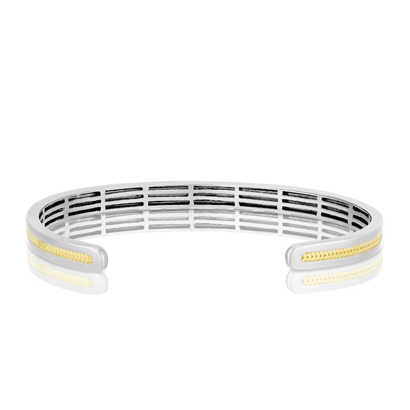 Main Image 3 of Men's Sterling Silver Gold Detailed Cuff Bangle