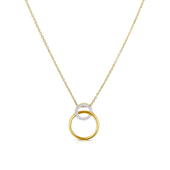 Sterling Silver Diamond Double Circle Pendant