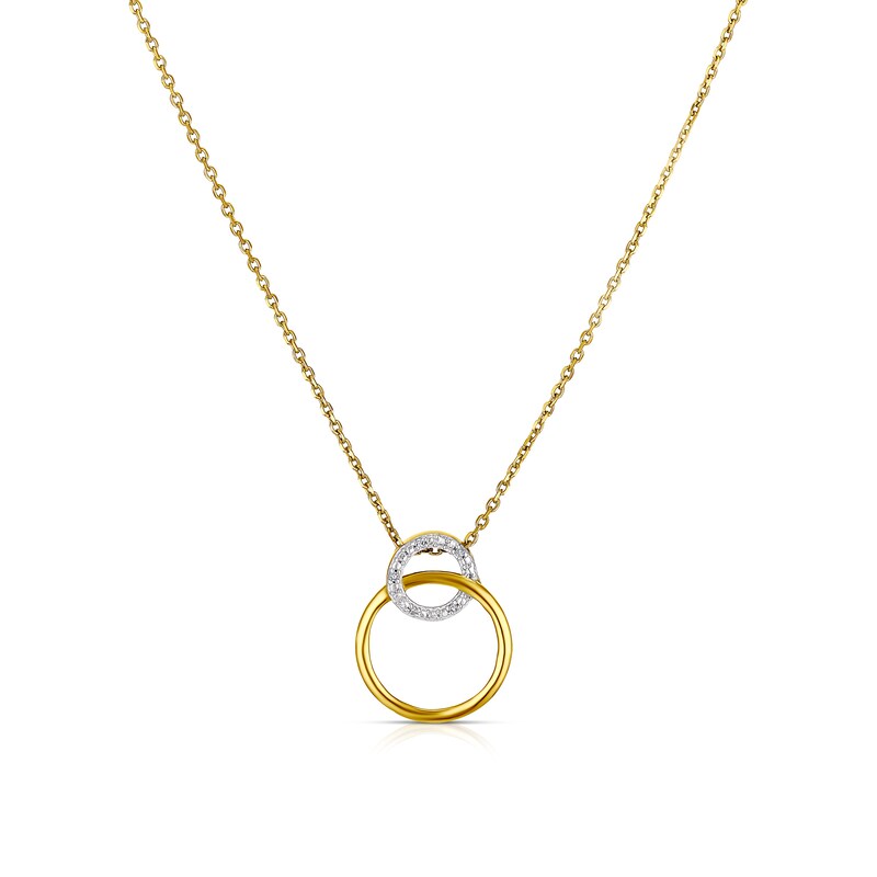 Main Image 1 of Sterling Silver Diamond Double Circle Pendant
