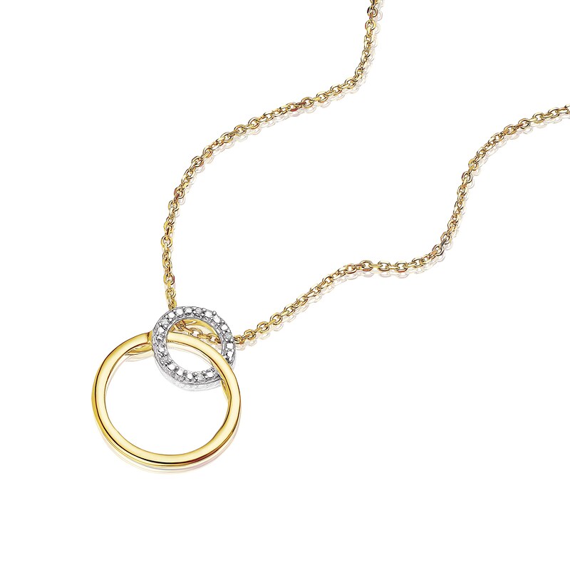 Main Image 2 of Sterling Silver Diamond Double Circle Pendant