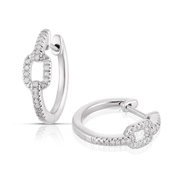 Sterling Silver 0.10ct Diamond Link Hoop Earrings