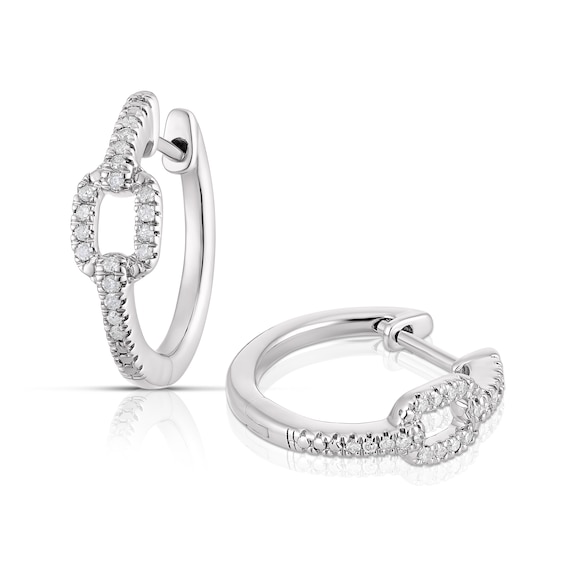 Sterling Silver 0.10ct Diamond Link Hoop Earrings