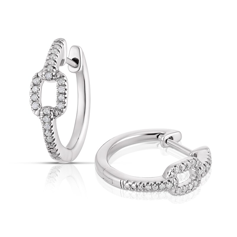 Main Image 1 of Sterling Silver 0.10ct Diamond Link Hoop Earrings