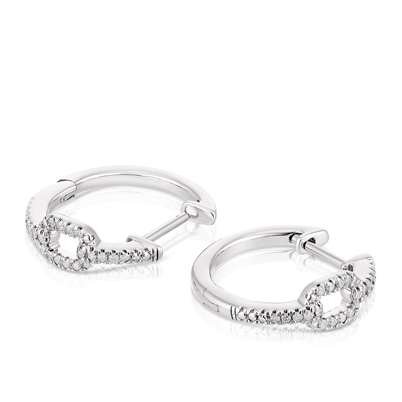 Main Image 2 of Sterling Silver 0.10ct Diamond Link Hoop Earrings