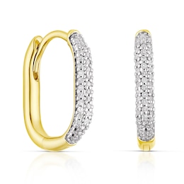 Sterling Silver Gold Vermeil 0.10ct Diamond Square Drop Earrings