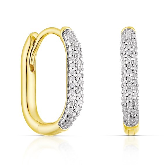 Sterling Silver Gold Vermeil 0.10ct Diamond Square Drop Earrings