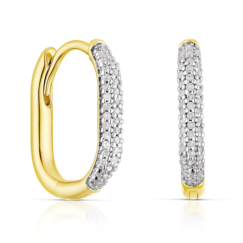 Main Image 1 of Sterling Silver Gold Vermeil 0.10ct Diamond Square Drop Earrings