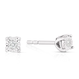 9ct White Gold Diamond Illusion Set Soltaire Stud Earrings