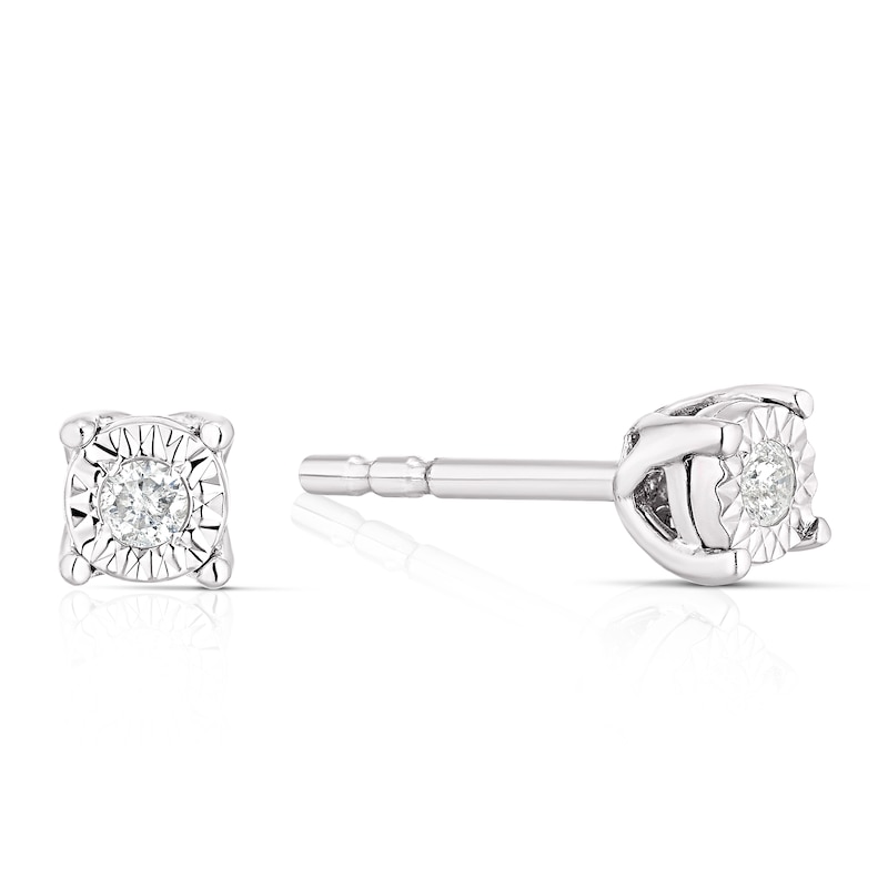 Main Image 1 of 9ct White Gold Diamond Illusion Set Soltaire Stud Earrings