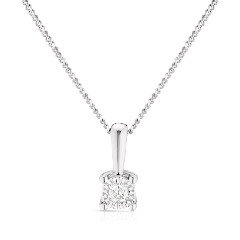Main Image 1 of 9ct White Gold Diamond Illusion Set Solitaire Pendant
