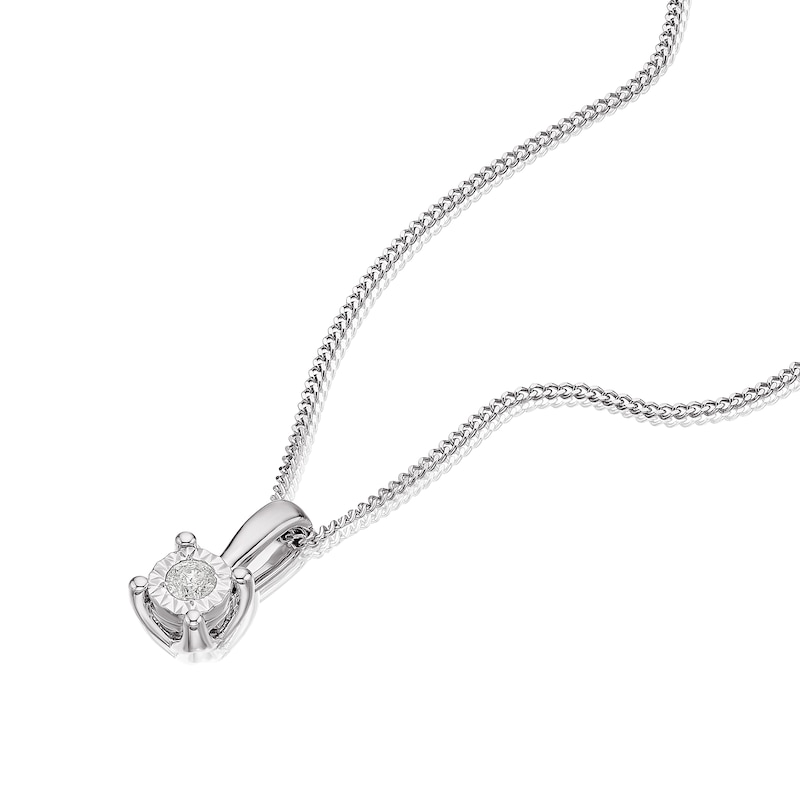 Main Image 2 of 9ct White Gold Diamond Illusion Set Solitaire Pendant
