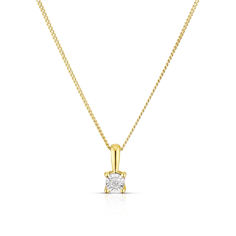 Main Image 1 of 9ct Yellow Gold Diamond Illusion Set Pendant