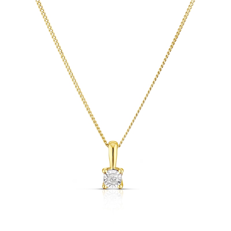 9ct Yellow Gold Diamond Illusion Set Pendant