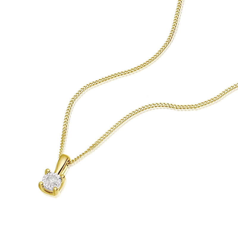Main Image 2 of 9ct Yellow Gold Diamond Illusion Set Pendant