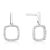 Thumbnail Image 1 of Sterling Silver 0.12ct Diamond Square Drop Earrings