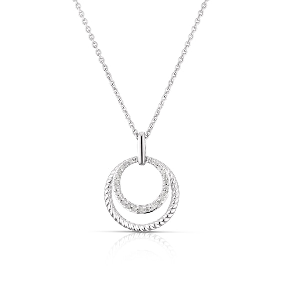 Sterling Silver 0.10ct Diamond Crossover Circle Pendant