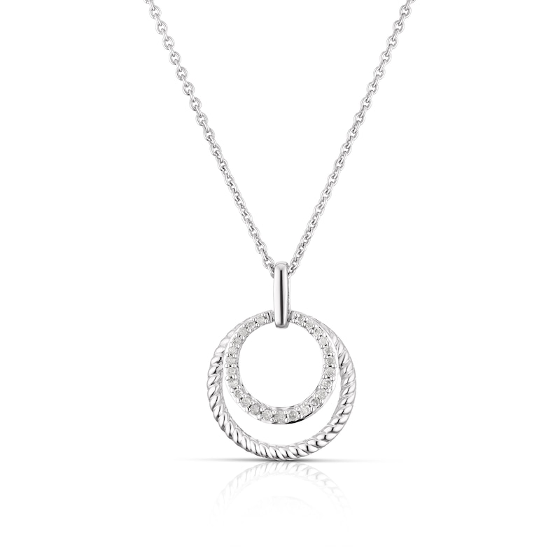 Main Image 1 of Sterling Silver 0.10ct Diamond Crossover Circle Pendant