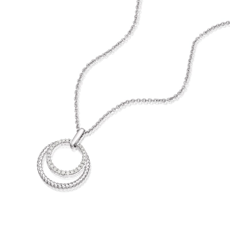 Main Image 2 of Sterling Silver 0.10ct Diamond Crossover Circle Pendant