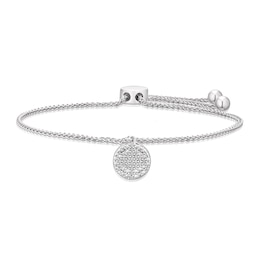 Sterling Silver Diamond Disc Bolo Bracelet