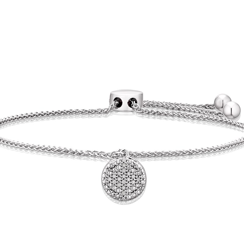 Main Image 2 of Sterling Silver Diamond Disc Bolo Bracelet
