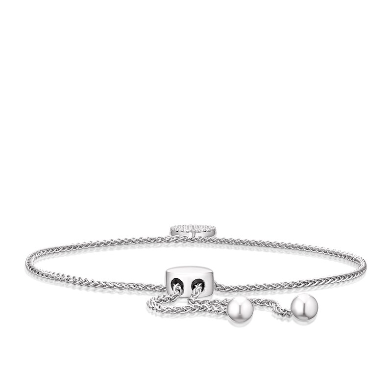 Main Image 3 of Sterling Silver Diamond Disc Bolo Bracelet