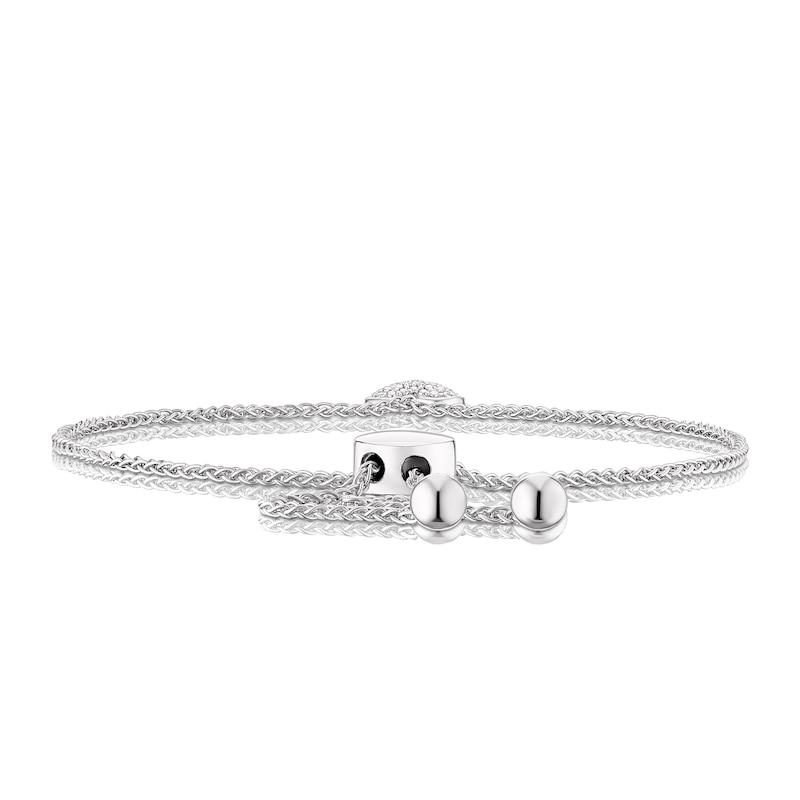 Main Image 3 of Sterling Silver Diamond Heart Bolo Bracelet