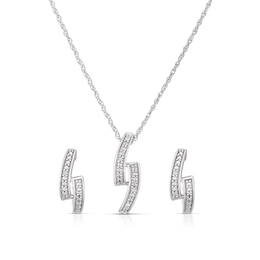 Sterling Silver Diamond Earrings & Pendant Gift Set