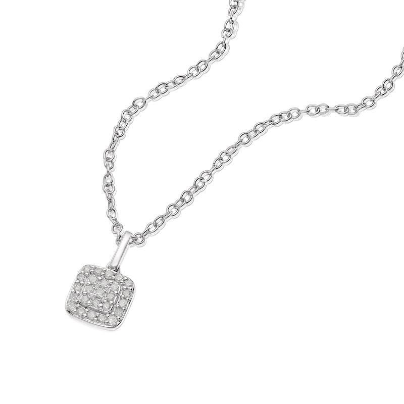 Sterling Silver Diamond Cushion Shape Pendant