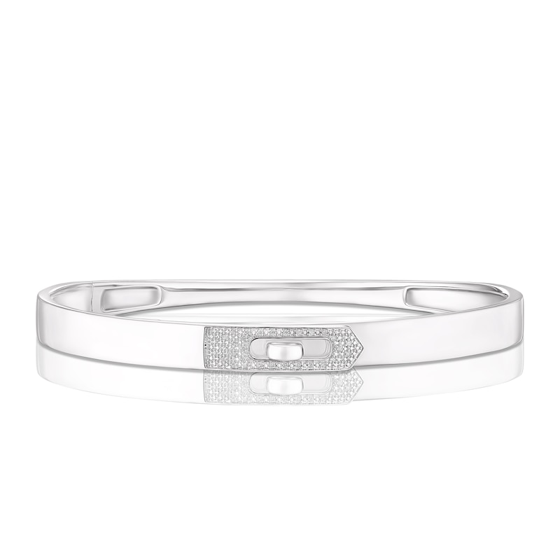 Main Image 1 of Sterling Silver Diamond Bangle