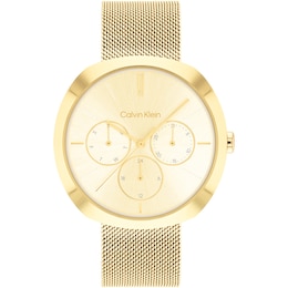 Calvin Klein Ladies' Gold Tone Dial & Stainless Steel Mesh Watch