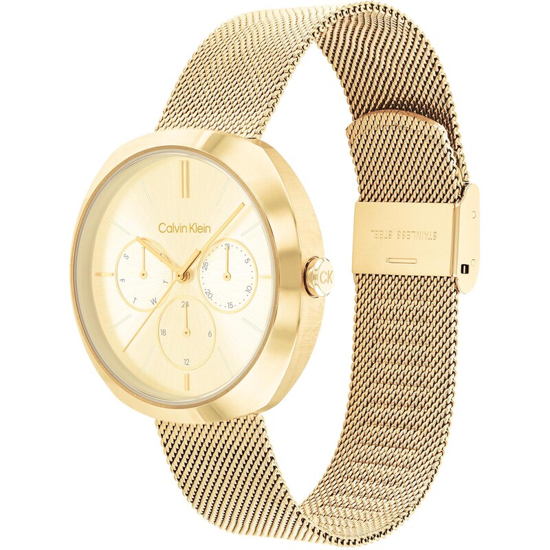 Calvin Klein Ladies' Gold Tone Dial & Stainless Steel Mesh Watch