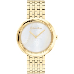 Calvin Klein Ladies' White Dial & Gold-Tone Stainless Steel Bracelet Watch