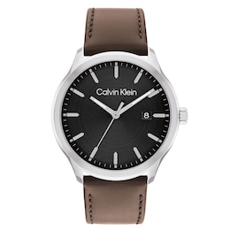 Calvin Klein Define Men's Black Dial Brown Leather Strap Watch