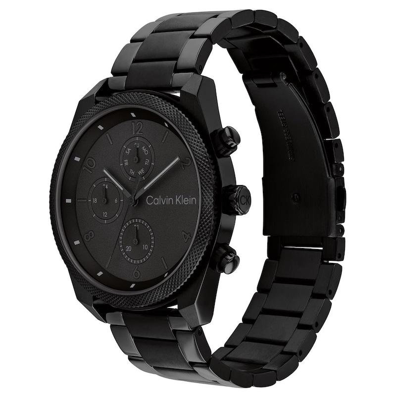 Calvin Klein Impact Men's Black Chronograph Dial Black IP Bracelet Watch