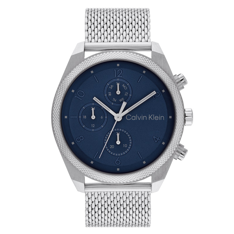 Main Image 1 of Calvin Klein Impact Men's Blue Chronograph Dial Stainless Steel Mesh Bracelet Watch