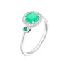 Thumbnail Image 1 of 9ct White Gold Emerald 0.10ct Diamond Round Halo Ring