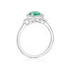 Thumbnail Image 2 of 9ct White Gold Emerald 0.10ct Diamond Round Halo Ring