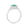 Thumbnail Image 3 of 9ct White Gold Emerald 0.10ct Diamond Round Halo Ring