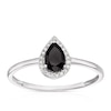 Thumbnail Image 1 of Sterling Silver Pear-Cut Black Onyx and Diamond Halo Ring
