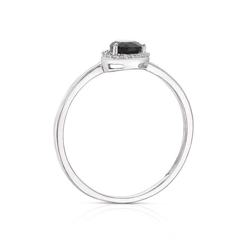 Main Image 3 of Sterling Silver Pear-Cut Black Onyx and Diamond Halo Ring