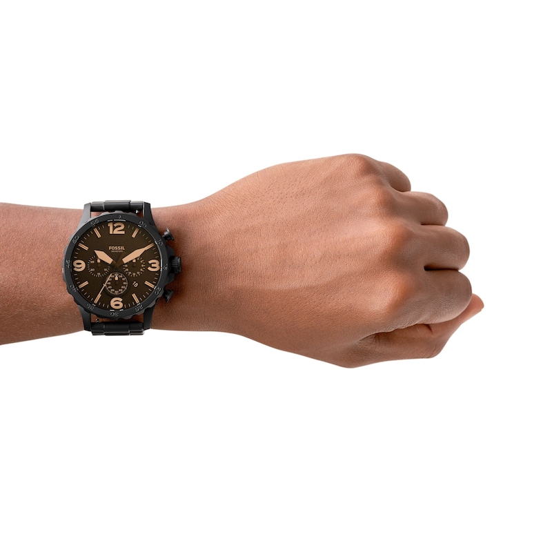 Fossil Men's Black Dial & Black IP Bracelet Watch